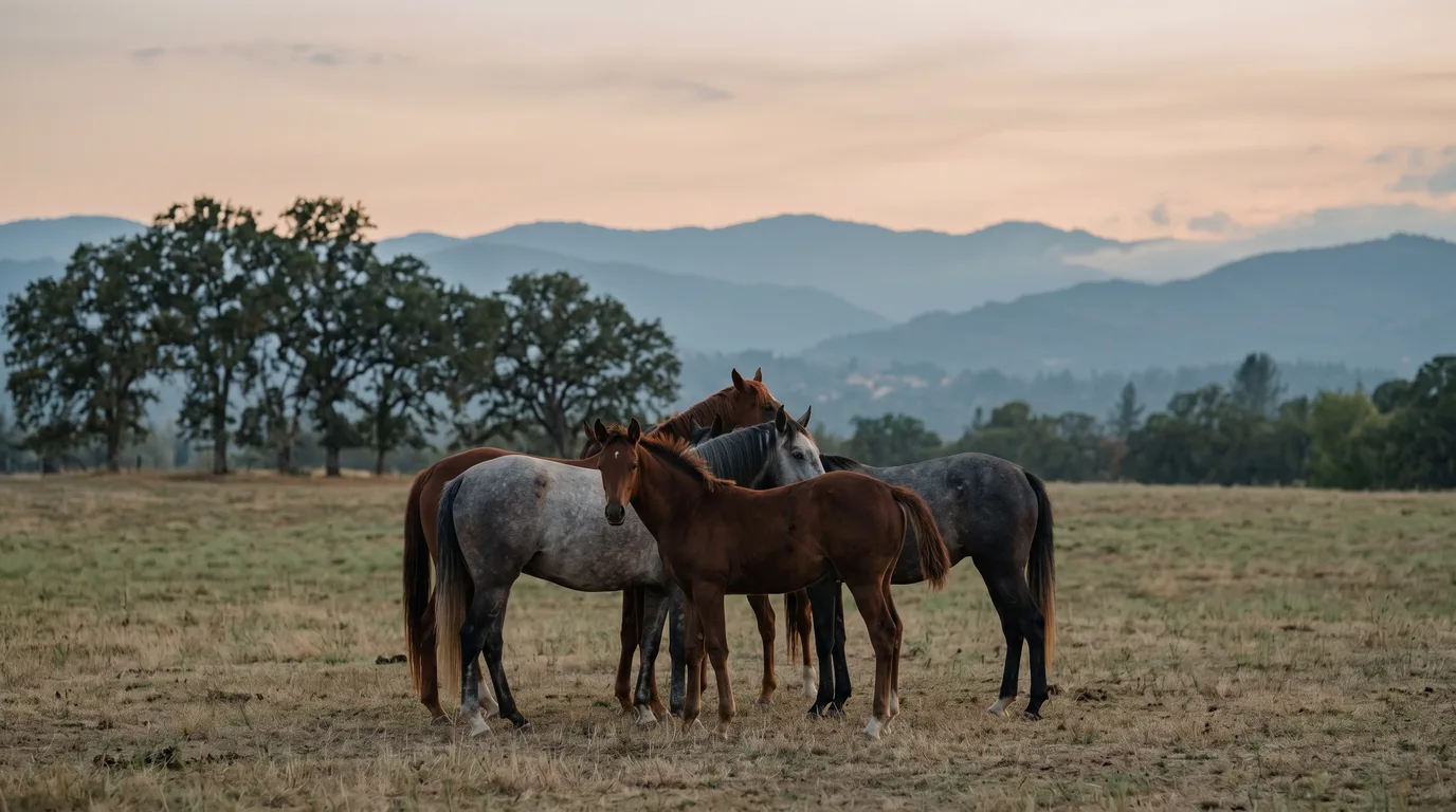 Chevaux en liberté, Club Hippique du Moulon, Ardèche